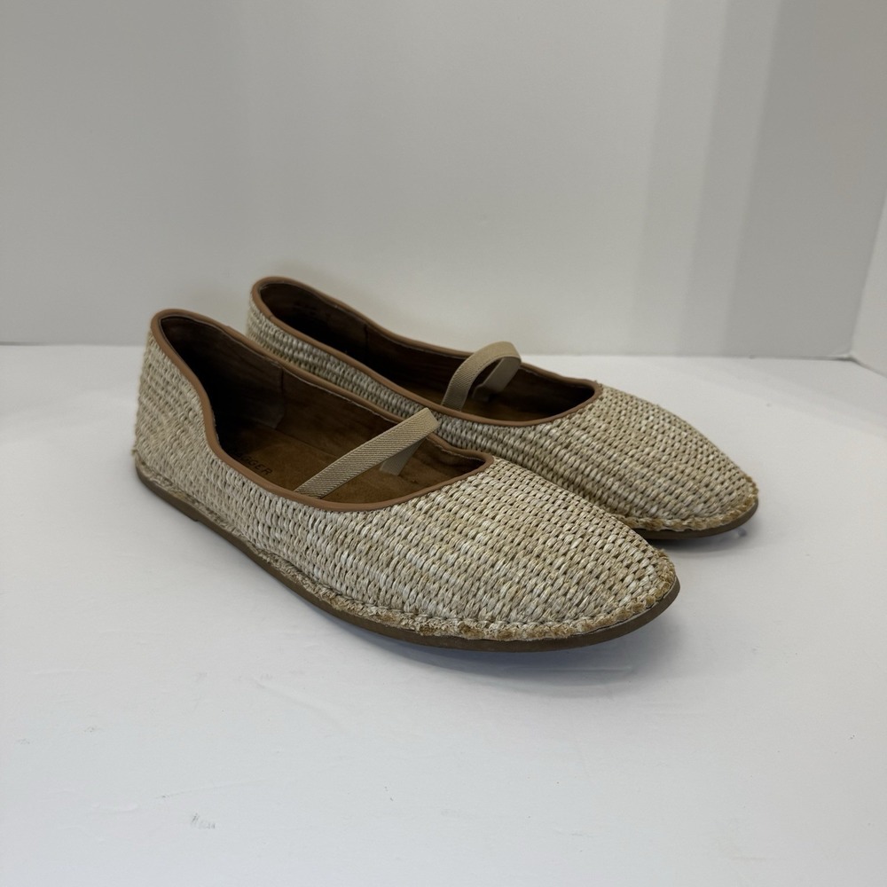 Anthropologie  Kelsi Dagger Brooklyn Mary Jane Flats Woven Raffia 9.5 Summer